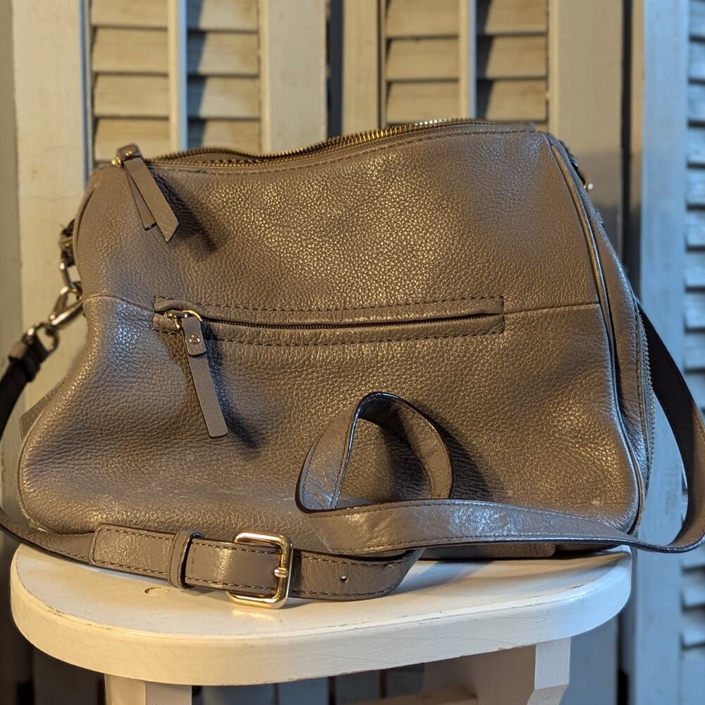 Vintage gray pebbled leather Kate Spade crossbody satchel